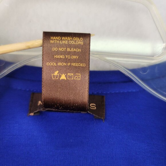 Multiples Ruffle-Front Button Blazer Size L Marine Blue Stylish Layering New - Picture 5 of 14